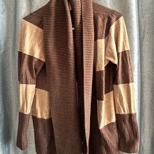 I.N.C- International Concepts  Striped Brown and Tan Cardigan- L- Canada made